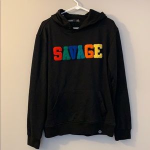 Large Black Hudson Outerwear Mens Hoodie, Savage